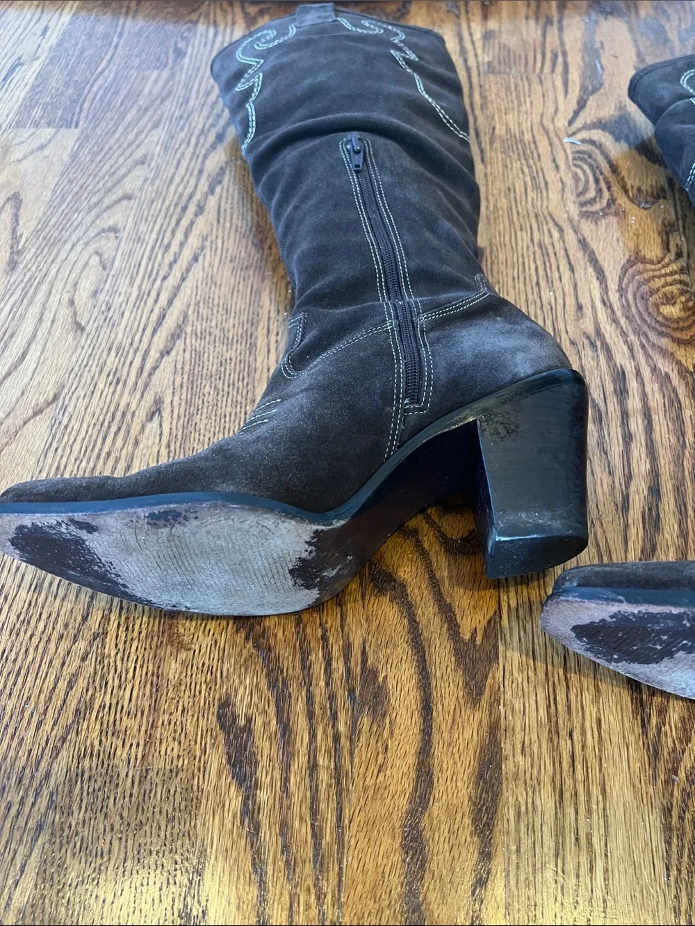 Women's Brown Suede Over-the-Knee Western Boots